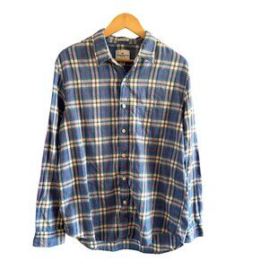 American Eagle Mens Shirt L Seriously Soft Blue Plaid Long Sleeve Button-Up